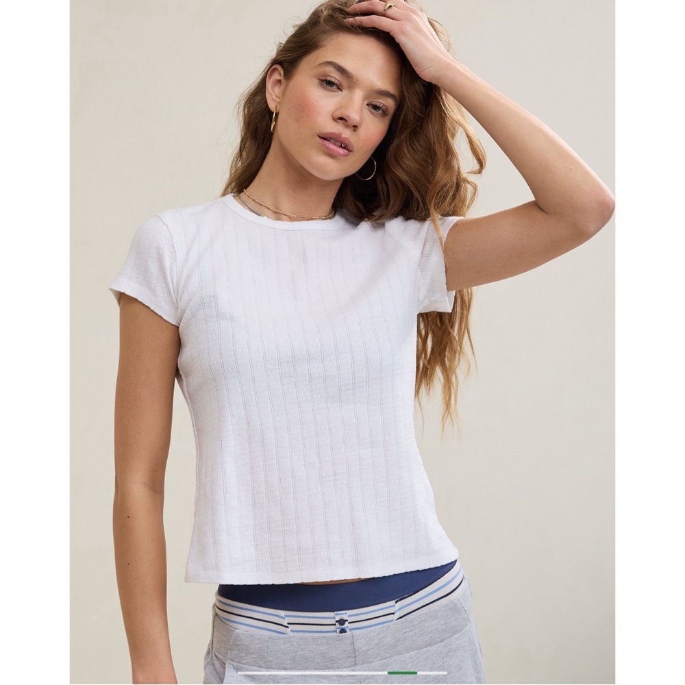 Aerie Knit Baby Tee in White Size XL